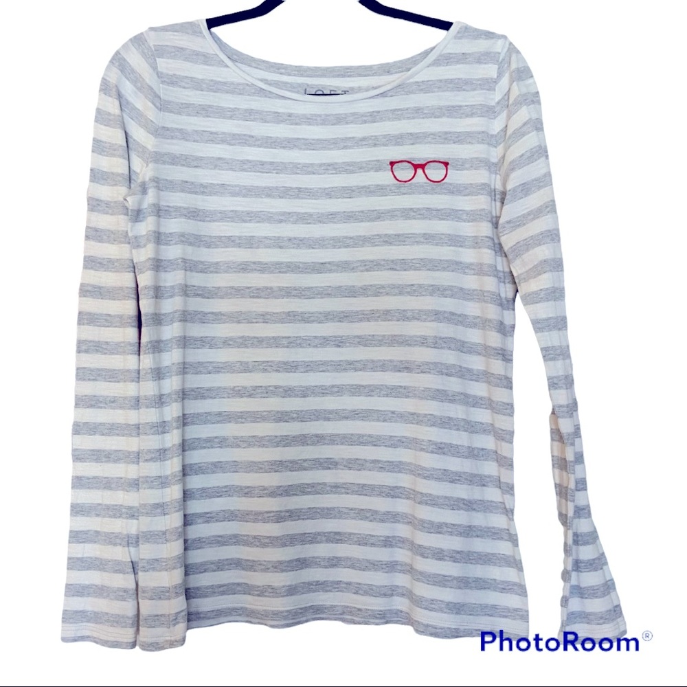 3/$15🖤 Loft Long-sleeved Gray Striped T-shirt S